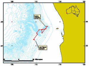 Track of the first blue whale successfully tagged in the southern hemisphere. Tag duration 8 days, 12/03/2003 to 20/03/2003 (CWR/AAD unpublished data).