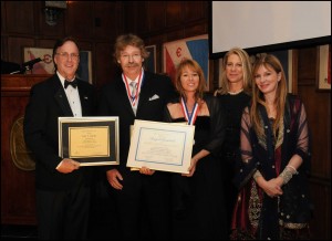 Official Award presenters from left to right; Peter Nicholson (Director of Communications, Rolex Watch, USA, Inc.), Curt S. Jenner, Micheline-Nicole M. Jenner, Constance Difede (Vice President for Flag and Honours of the Explorers Club) and Lorie Karnath (President of the Explorers Club). Photo Credit © Craig Chesek 2010.