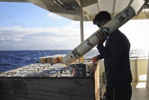 Deploying listening sonobuoys, collecting the sounds of the sea. Photo credit M.Jenner