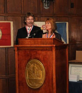 2010 Lowell Thomas Award acceptance speech by Curt S. and Micheline-Nicole M. Jenner. Photo Credit © Craig Chesek 2010.