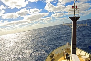 The last Southern Ocean slap – 8 m waves as we approach Cape Leeuwin. Photo credit M. Jenner 