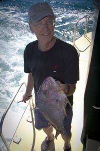 Dale with his newly acquired fish. How did he get it again?. Photo credit M.Jenner