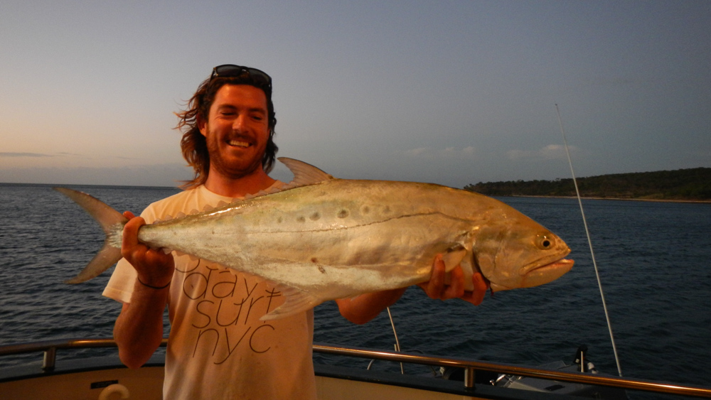 As the sunset, a queenfish was caught!  Yahoo!