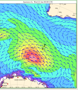 The position of “The Beast” as it slips south of ‘Whale Song’ and we escape!